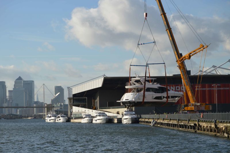 crane lifting boat