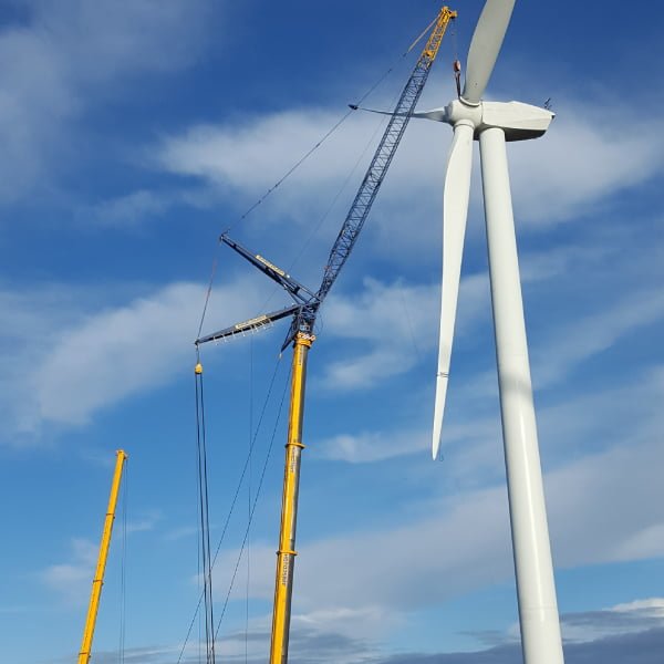 wind turbine and crane
