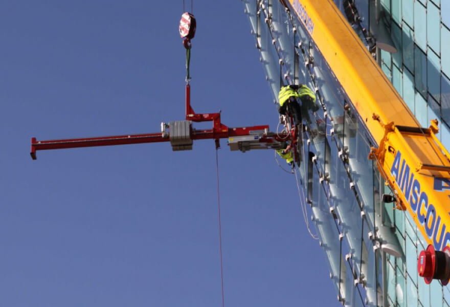 crane installing glass