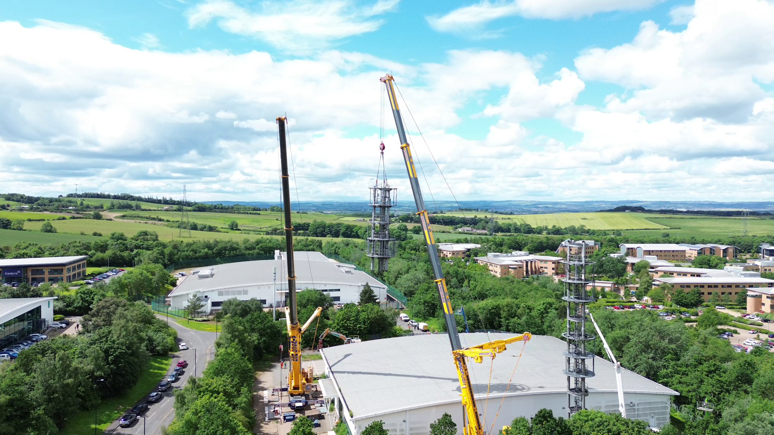 Ainscough Crane Hire 70 tonne telecoms tower decommissioning for Circet